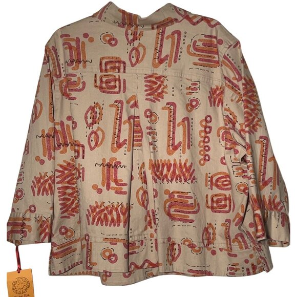 NWT Ruby Red Women's Jacket Size Large Cropped  Aztec Button Front Pocket - Picture 2 of 16